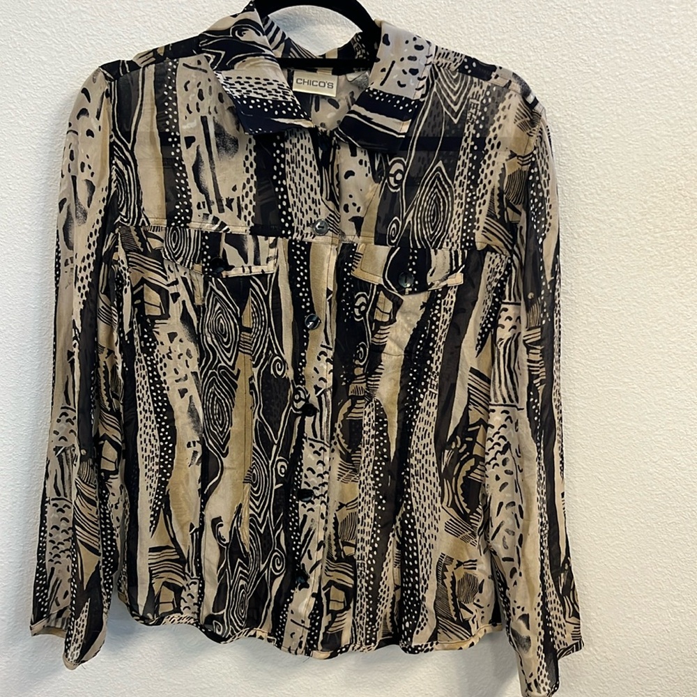 Chicos silk button up shirt